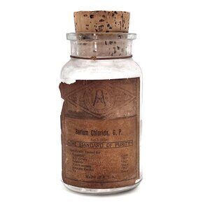 B&AC Co Baker & Adamson Chemical Glass Apothecary Bottle Barium Chloride Label